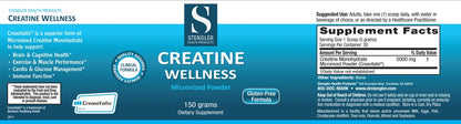 Stenger Creatine Wellness supplement packaging with blue background