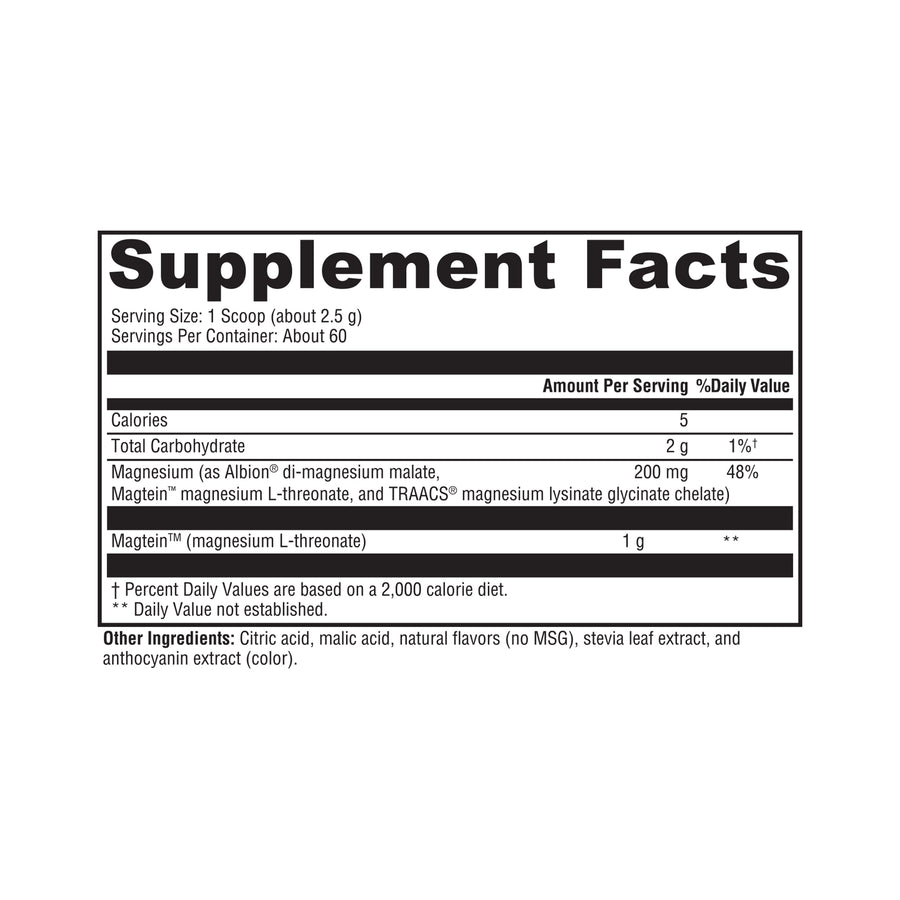Supplement Facts for Nerva Mag Powder