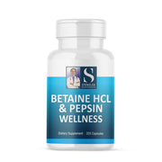Bottle with reading 'Betaine HCL & Pepsin Wellness'