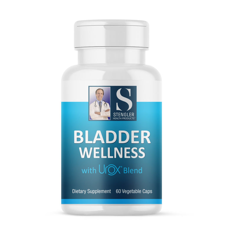 Medicine bottle with label reading 'Bladder Wellness'