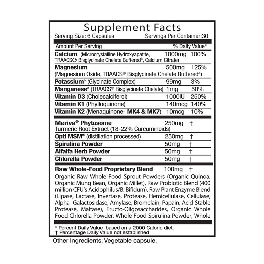 Supplement Facts for Bone Plus