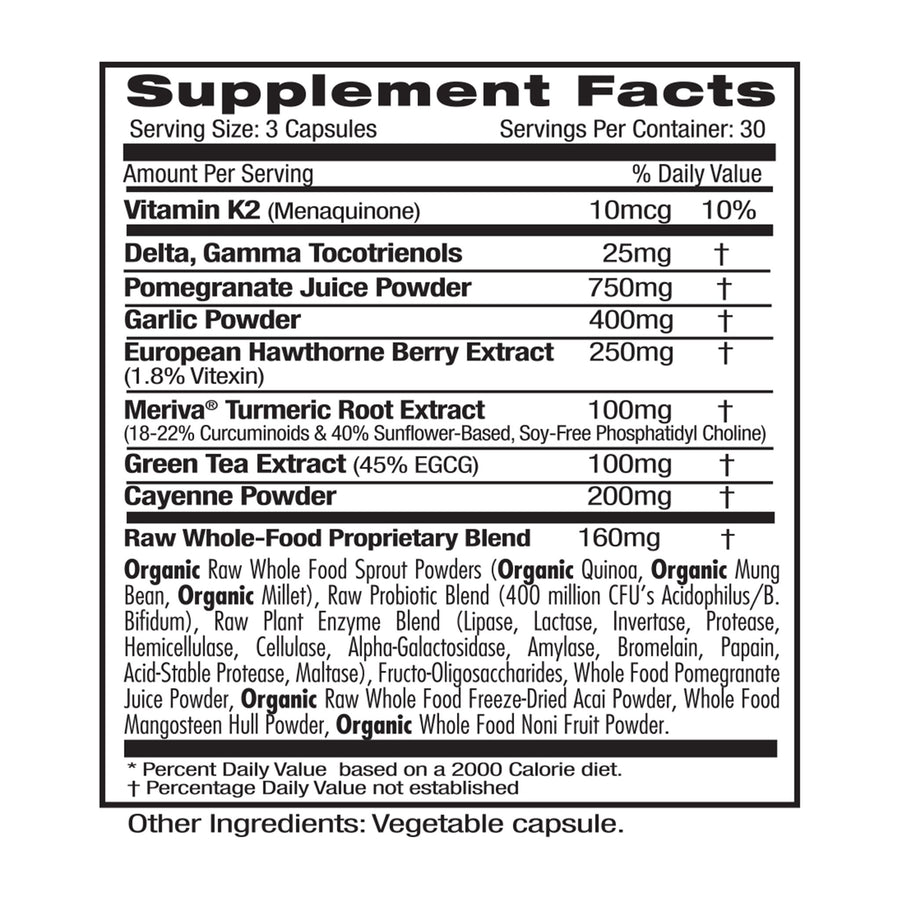 Supplement Facts for Cardio Wellness