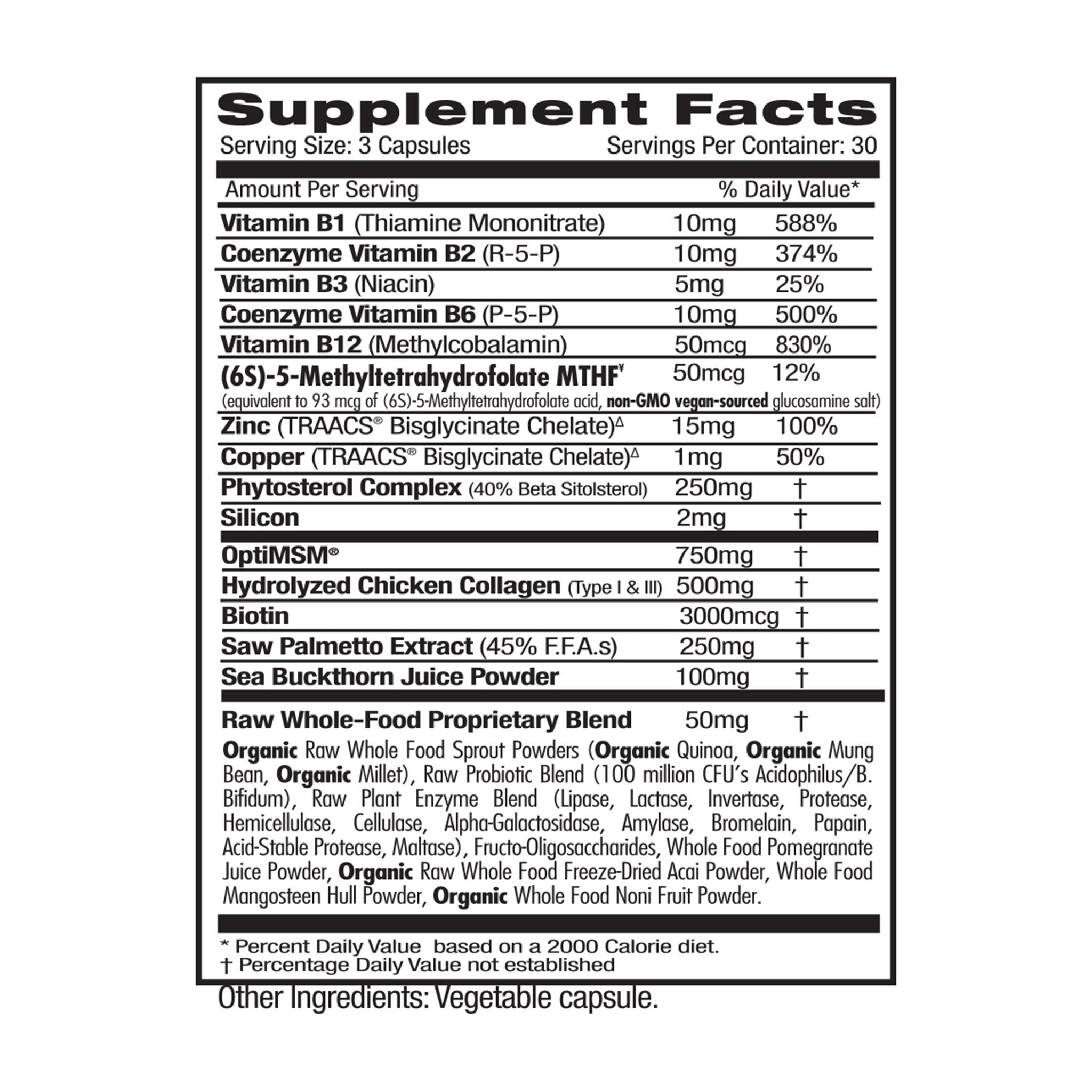Supplement Facts for Collagen Hair, Skin & Nails