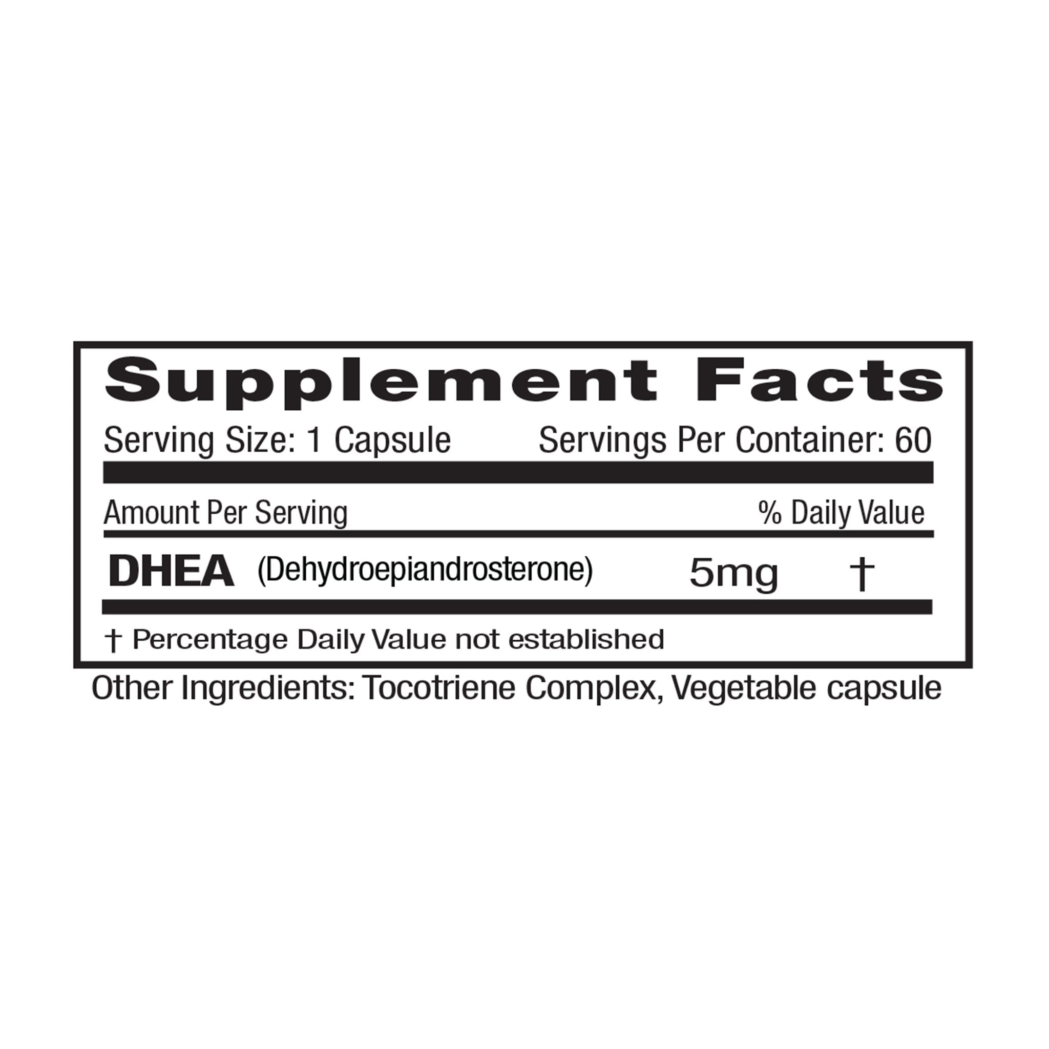 Drug Facts for DHEA 5 mg
