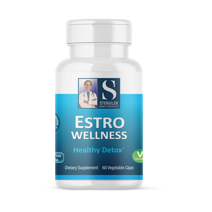 Medicine bottle with label reading 'Estro Wellness'