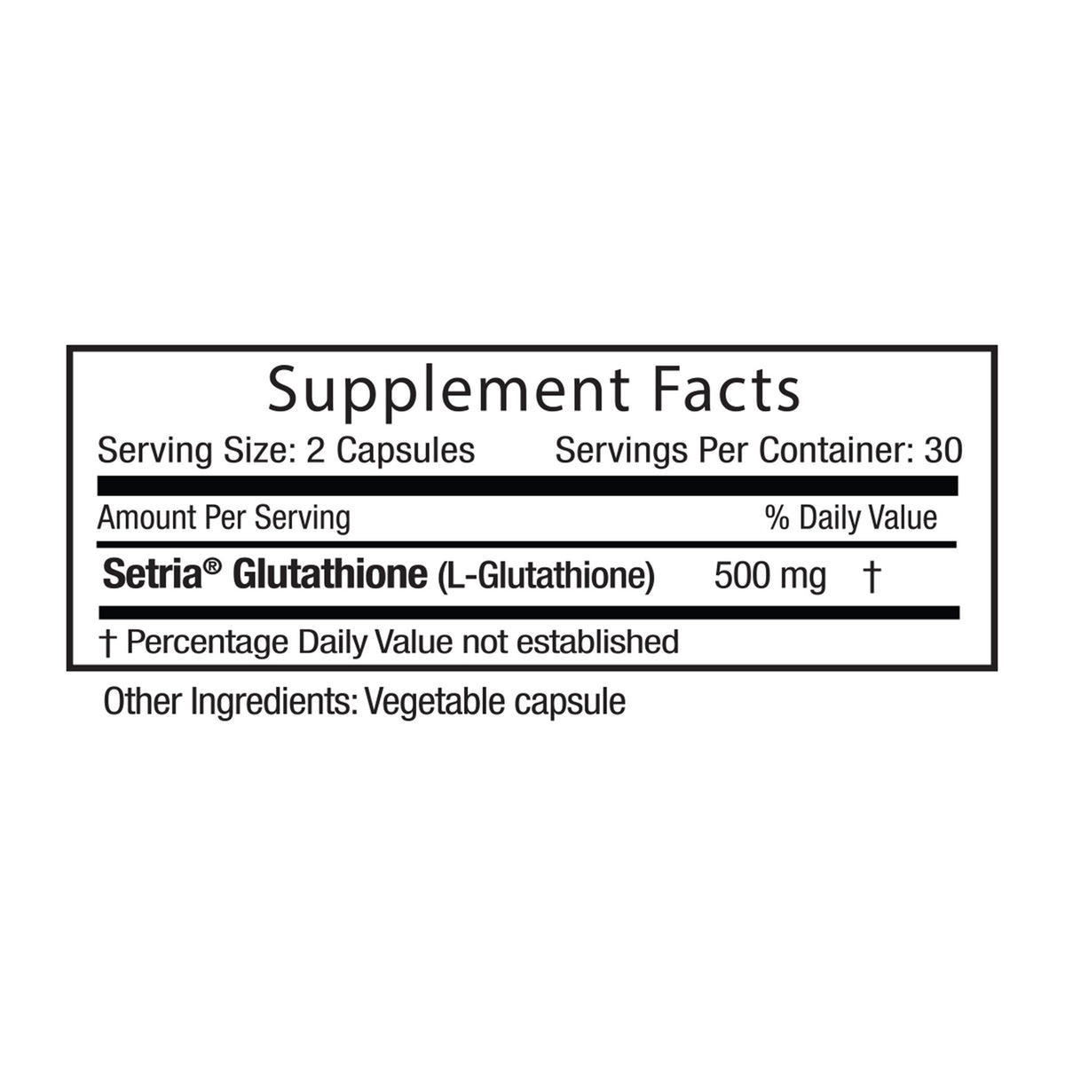 Supplement Facts for Glutathione Plus