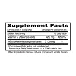 Supplement Facts for MSM Powder Power Vanilla-Orange