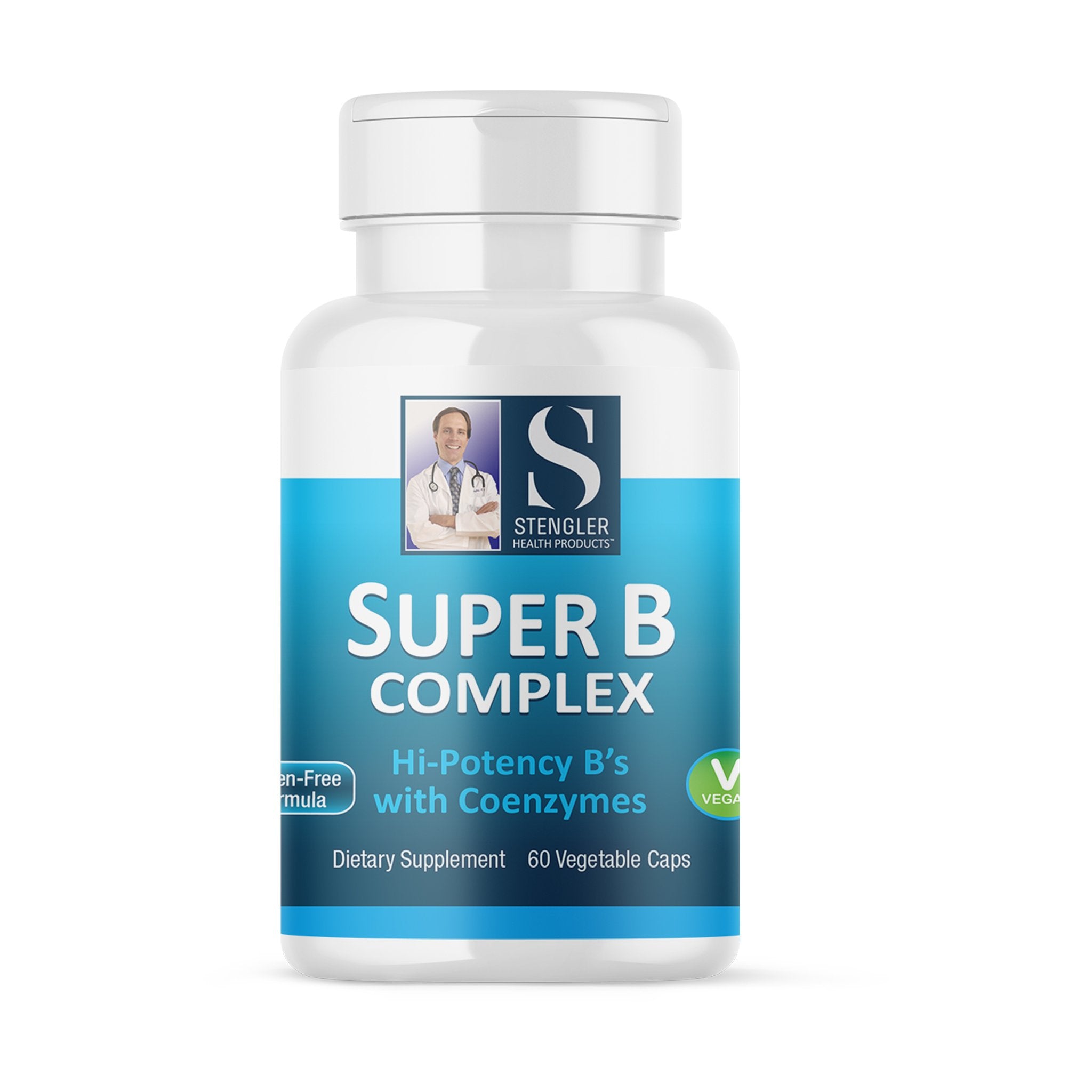 Medicine bottle with label reading 'Super B Complex'