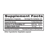 Supplement Facts for Vitamin C + R-Alpha Lipoic